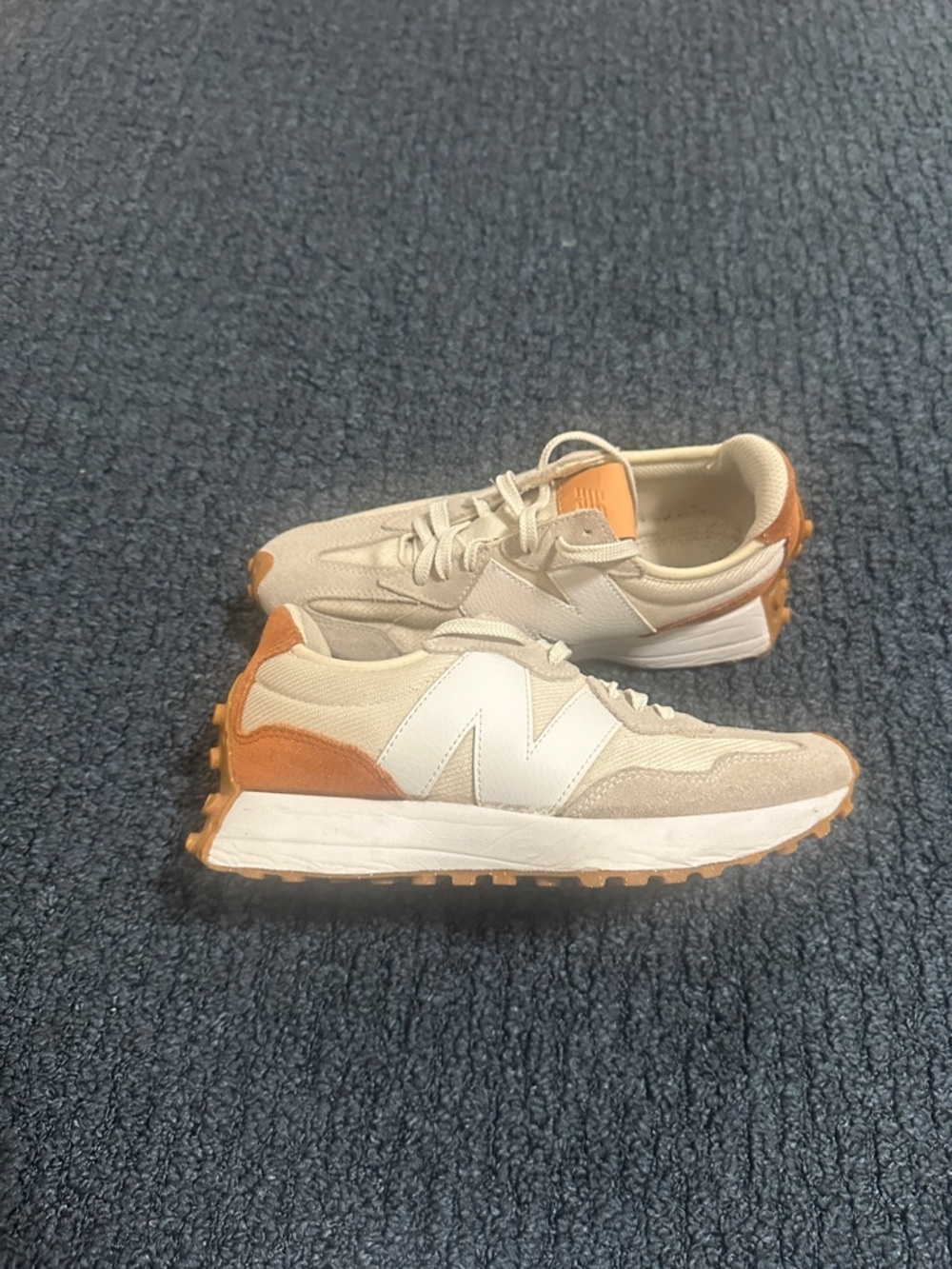 New Balance Beige with Rust Orange Accent Retro Runner Sneakers